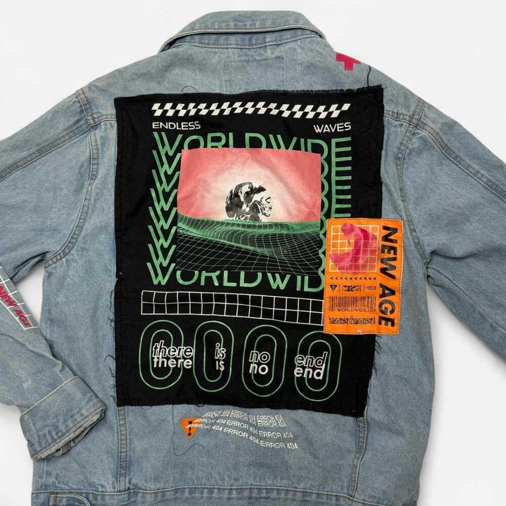 Brooklyn Cloth Graphic Denim Jacket Men’s Small Light Wash - Picture 4 of 7